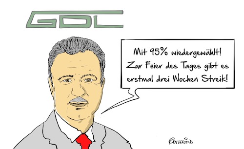 Cartoon: Wiedergewählt (medium) by Marcus Gottfried tagged gewerkschaft,gdl,weselsky,vorsitzender,vorsitz,deutschenbahn,bahn,eisenbahn,wiederwahl,gewählt,nachfolger,vertrauen,streik,streikbrecher,feindbild,feier,feierlaune,freunde,marcus,gottfried,cartoon,karikatur,gewerkschaft,gdl,weselsky,vorsitzender,vorsitz,deutschenbahn,bahn,eisenbahn,wiederwahl,gewählt,nachfolger,vertrauen,streik,streikbrecher,feindbild,feier,feierlaune,freunde,marcus,gottfried,cartoon,karikatur