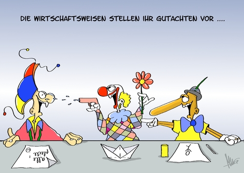 Cartoon: Wirtschaftsweisen (medium) by Marcus Gottfried tagged gutachter,gutachten,marcus,gottfried,cartoon,karikatur,wirtschaftsgutachten,herbstgutachten,fachkraft,weise,wissen,karneval,clown,komiker,pinocchio,lüge,ahnung,gutachter,gutachten,marcus,gottfried,cartoon,karikatur,wirtschaftsgutachten,herbstgutachten,fachkraft,weise,wissen,karneval,clown,komiker,pinocchio,lüge,ahnung,wirtschaftsweise