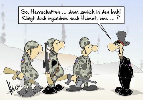 Cartoon: Zurück in den Irak (medium) by Marcus Gottfried tagged irak,is,isis,amerika,us,armee,angriff,krieg,zurück,wiedersehen,rückkehr,bodentruppen,militär,luftangriffe,unterstützung,zurückschlagen,herrschaften,heimat,heimweh,klang,freude,nato,marcus,gottfried,cartoon,karikatur,irak,is,isis,amerika,us,armee,angriff,krieg,zurück,wiedersehen,rückkehr,bodentruppen,militär,luftangriffe,unterstützung,zurückschlagen,herrschaften,heimat,heimweh,klang,freude,nato,marcus,gottfried,cartoon,karikatur