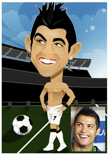 Cartoon: Cristiano Ronaldo (medium) by Nicoleta Ionescu tagged cristiano,ronaldo,football,sport,portuguese,footballer,manchester,united,real,madrid