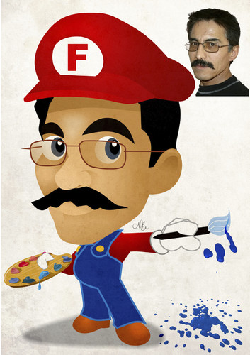 Cartoon: Ferhat Demirbas as Super Mario (medium) by Nicoleta Ionescu tagged ferhat,demirbas,as,super,mario