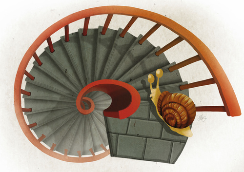Cartoon: The Dizzy Snail (medium) by Nicoleta Ionescu tagged cartoon,spiral,slug,snail