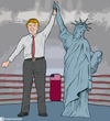 Cartoon: He won we lost (small) by matan_kohn tagged clinton,trump,history,america,elections,funny,matan,kohn,libery,sad,lost,boxing