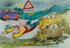 Cartoon: Krötenwanderung (small) by Schuhmacher tagged kröten,frösche,unken,natur,naturschutz,tierschutz,frühling,märz,april