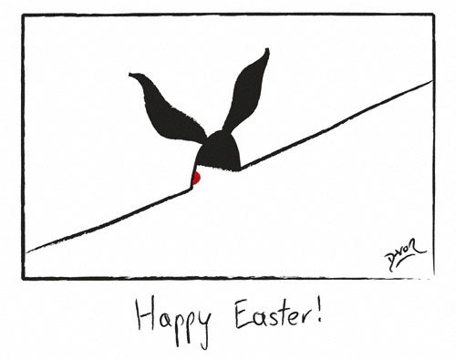 Cartoon: Happy Easter! (medium) by Davor tagged 2011,hase,boden,wand,loch,maus,rabbit,bunny,floor,room,wall,hole,mouse