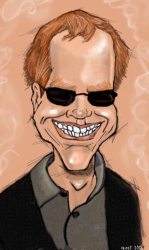 Cartoon: Film composer Danny Elfman (medium) by frostyhut tagged dannyelfman,composer,film,music,shades,sunglasses,hollywood,black,suit,smile,teeth