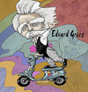 Cartoon: Edvard Grieg (small) by frostyhut tagged edvard grieg classical music norwegian composer moustache moped