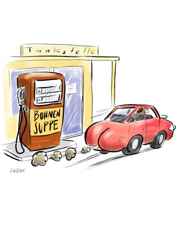 Cartoon: Bohnensuppe (medium) by Kossak tagged auto,tankstelle,pkw,essen,benzin,bohnen,bohnensuppe,tanken,mahlzeit,furz,auto,tankstelle,pkw,essen,benzin,bohnen,bohnensuppe,tanken,mahlzeit,furz