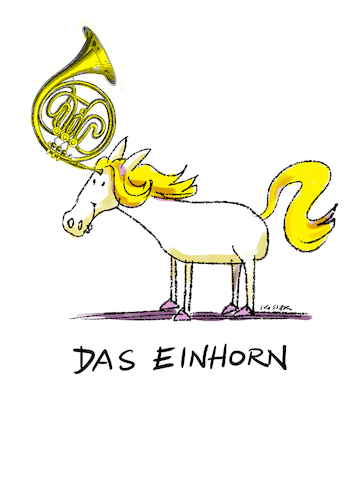 Cartoon: Das Einhorn (medium) by Kossak tagged einhorn,märchen,musik,horn,jagdhorn,musikinstrument,blasmusik,pferd,einhorn,märchen,musik,horn,jagdhorn,musikinstrument,blasmusik,pferd