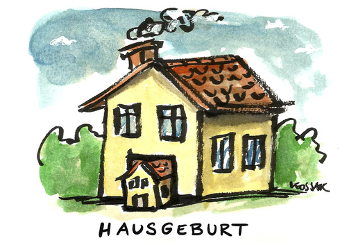 Cartoon: Hausgeburt (medium) by Kossak tagged geburt,haus,hausgeburt,hebamme,baby,mutter,neugeborenes,schwangerschaft,geburt,haus,hausgeburt,hebamme,baby,mutter,neugeborenes,schwangerschaft