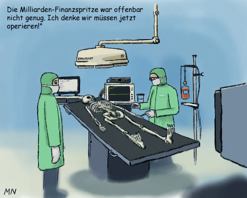 Cartoon: E.R. Emergency Room (medium) by flintstone73 tagged financial,crisis,finanzkrise,rettungspaket,emergency,notfall,krise,operation