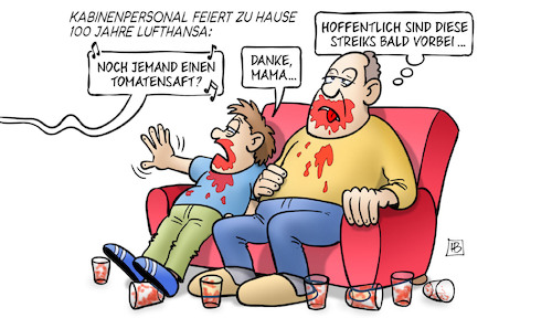 Cartoon: 100 Jahre Lufthansa (medium) by Harm Bengen tagged kabinenpersonal,feiert,100,jahre,lufthansa,tomatensaft,mutter,vater,kind,streiks,ufo,cockpit,harm,bengen,cartoon,karikatur,kabinenpersonal,feiert,100,jahre,lufthansa,tomatensaft,mutter,vater,kind,streiks,ufo,cockpit,harm,bengen,cartoon,karikatur