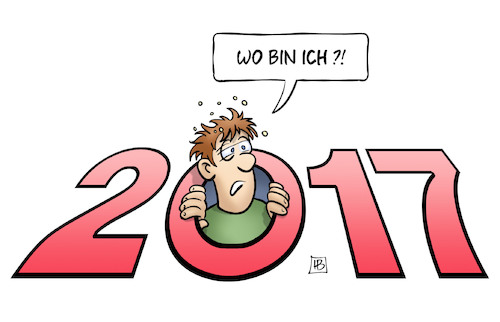 Cartoon: 2017 Wo bin ich (medium) by Harm Bengen tagged silvester,neujahr,start,orientierung,kater,alkohol,harm,bengen,cartoon,karikatur,silvester,neujahr,start,orientierung,kater,alkohol,harm,bengen,cartoon,karikatur