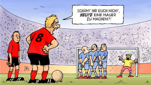 Cartoon: 60 Jahre Mauerbau (medium) by Harm Bengen tagged fussball,60,jahre,mauerbau,ddr,brd,michel,mauer,jahrestag,harm,bengen,cartoon,karikatur,fussball,60,jahre,mauerbau,ddr,brd,michel,mauer,jahrestag,harm,bengen,cartoon,karikatur