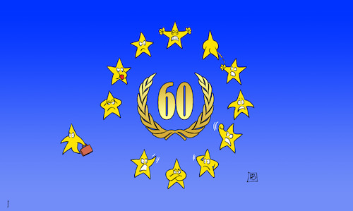 Cartoon: 60 Jahre Römische Verträge (medium) by Harm Bengen tagged 60,jahre,römische,verträge,eu,ewg,europa,sterne,streit,harm,bengen,cartoon,karikatur,60,jahre,römische,verträge,eu,ewg,europa,sterne,streit,harm,bengen,cartoon,karikatur