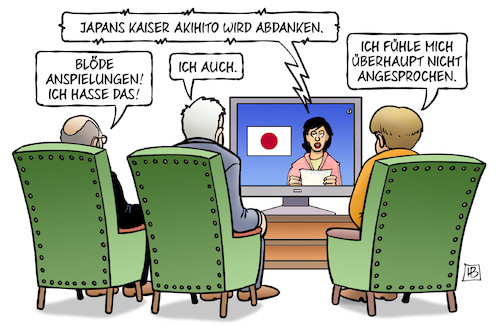 Cartoon: Abdankung (medium) by Harm Bengen tagged tv,japans,kaiser,akihito,abdanken,abdankung,anspielungen,rücktritt,neuauflage,groko,spd,cdu,csu,merkel,schulz,seehofer,koalition,sondierungen,harm,bengen,cartoon,karikatur,tv,japans,kaiser,akihito,abdanken,abdankung,anspielungen,rücktritt,neuauflage,groko,spd,cdu,csu,merkel,schulz,seehofer,koalition,sondierungen,harm,bengen,cartoon,karikatur