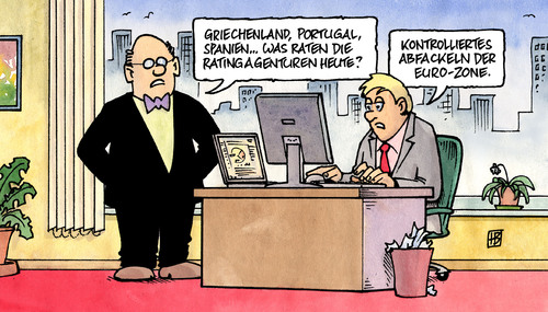 Cartoon: Abfackeln (medium) by Harm Bengen tagged abfackeln,oelteppich,griechenland,deutschland,portugal,spanien,euro,zone,rating,ratingagenturen,raten,kontrolle,abfackeln,öl,deutschland,portugal,spanien,euro,zone,rating,raten,kontrolle