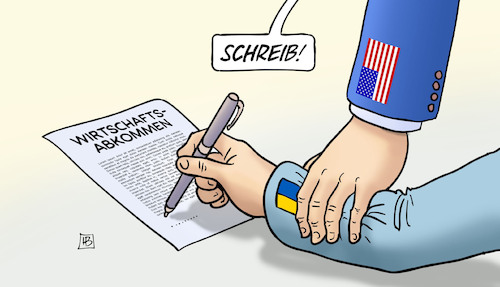 Cartoon: Abkommen Ukraine-USA (medium) by Harm Bengen tagged schreib,rohstoffabkommen,abkommen,ukraine,usa,wirtschaftsabkommen,zwang,erpressung,arm,hand,unterschreiben,unterschrift,harm,bengen,cartoon,karikatur,schreib,rohstoffabkommen,abkommen,ukraine,usa,wirtschaftsabkommen,zwang,erpressung,arm,hand,unterschreiben,unterschrift,harm,bengen,cartoon,karikatur