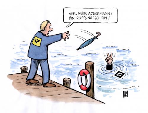 Cartoon: Ackermanns Rettungsschirm (medium) by Harm Bengen tagged ackermann,rettungsschirm,deutsche,bank,postbank,rettungspaket,konjunkturpaket,finanzen,finanzkrise,kredit,kredite,wirtschaft,wirtschaftskrise,börse,aktien,josef,ackkermann,josef ackermann,rettungsschirm,deutsche bank,bank,banken,geld,finanzen,postbank,rettungspaket,konjunkturpaket,konjunktur,wirtschaft,kredite,kredit,aktien,wirtschaftskrise,finanzkrise,josef,ackermann,deutsche