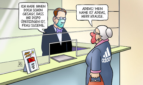 Cartoon: Adidas-Kredit (medium) by Harm Bengen tagged dispo,adidas,kredit,susemil,bank,corona,coronavirus,ansteckung,pandemie,epidemie,krankheit,schaden,harm,bengen,cartoon,karikatur,dispo,adidas,kredit,susemil,bank,corona,coronavirus,ansteckung,pandemie,epidemie,krankheit,schaden,harm,bengen,cartoon,karikatur