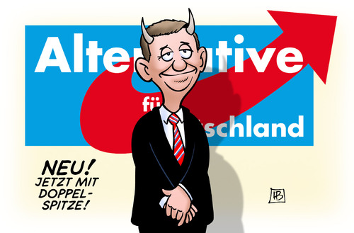 Cartoon: AfD-Doppelspitze (medium) by Harm Bengen tagged afd,doppelspitze,lucke,teufel,machtkampf,hoerner,rechts,populismus,parteitag,bremen,harm,bengen,cartoon,karikatur,afd,doppelspitze,lucke,teufel,machtkampf,hoerner,rechts,populismus,parteitag,bremen,harm,bengen,cartoon,karikatur