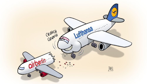 Cartoon: Air Berlin und Lufthansa (medium) by Harm Bengen tagged air,berlin,lufthansa,pleite,insolvenz,monopol,flugzeuge,fressen,harm,bengen,cartoon,karikatur,air,berlin,lufthansa,pleite,insolvenz,monopol,flugzeuge,fressen,harm,bengen,cartoon,karikatur