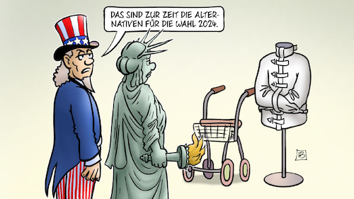 Cartoon: Alternativen 2024 (medium) by Harm Bengen tagged alternativen,2024,uncle,sam,freiheitsstatue,liberty,rollator,zwangsjacke,alt,verrückt,republikaner,demokraten,midterms,wahlen,usa,harm,bengen,cartoon,karikatur,alternativen,2024,uncle,sam,freiheitsstatue,liberty,rollator,zwangsjacke,alt,verrückt,republikaner,demokraten,midterms,wahlen,usa,harm,bengen,cartoon,karikatur