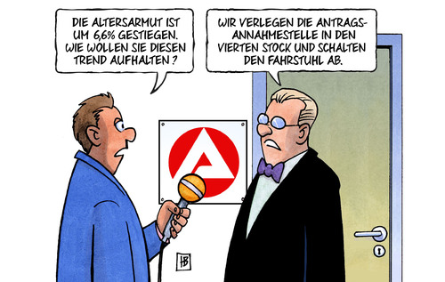 Cartoon: Altersarmut (medium) by Harm Bengen tagged altersarmut,anstieg,antrag,arbeitsamt,fahrstuhl,harm,bengen,cartoon,karikatur,altersarmut,anstieg,antrag,arbeitsamt,fahrstuhl,harm,bengen,cartoon,karikatur