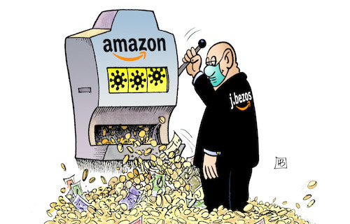 Cartoon: Amazon-Coronagewinn (medium) by Harm Bengen tagged amazon,corona,gewinn,profit,spielautomat,geld,virus,jeff,bezos,harm,bengen,cartoon,karikatur,amazon,corona,gewinn,profit,spielautomat,geld,virus,jeff,bezos,harm,bengen,cartoon,karikatur