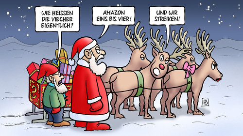 Cartoon: Amazon-Weihnachtsstreik (medium) by Harm Bengen tagged amazon,weihnachtsstreik,weihnachten,weihnachtsmann,wichtel,rentiere,namen,streiken,geschenke,schlitten,harm,bengen,cartoon,karikatur,amazon,weihnachtsstreik,weihnachten,weihnachtsmann,wichtel,rentiere,namen,streiken,geschenke,schlitten,harm,bengen,cartoon,karikatur