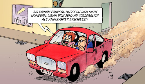 Cartoon: Amok-Fahrt (medium) by Harm Bengen tagged amok,fahrt,toronto,kanada,fahrstil,amokfahrer,tod,erschiessen,kfz,auto,harm,bengen,cartoon,karikatur,amok,fahrt,toronto,kanada,fahrstil,amokfahrer,tod,erschiessen,kfz,auto,harm,bengen,cartoon,karikatur