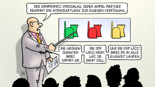 Cartoon: Ampel-AKW-Streit (medium) by Harm Bengen tagged kompromiss,vorschlag,atomkraftwerk,akw,laufzeitverlängerung,streit,publikum,zeigestock,ampel,bundesregierung,spd,fdp,grüne,harm,bengen,cartoon,karikatur,kompromiss,vorschlag,atomkraftwerk,akw,laufzeitverlängerung,streit,publikum,zeigestock,ampel,bundesregierung,spd,fdp,grüne,harm,bengen,cartoon,karikatur