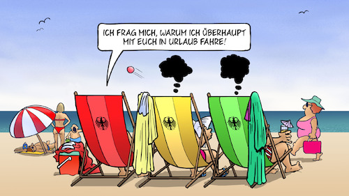 Cartoon: Ampel auf Urlaub (medium) by Harm Bengen tagged ampel,urlaub,strand,bundesregierung,koalition,spd,fdp,grüne,liegestuhl,harm,bengen,cartoon,karikatur,ampel,urlaub,strand,bundesregierung,koalition,spd,fdp,grüne,liegestuhl,harm,bengen,cartoon,karikatur