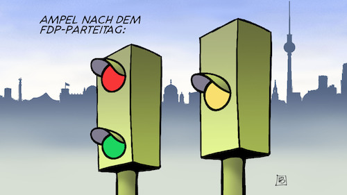 Cartoon: Ampel nach FDP-PT (medium) by Harm Bengen tagged ampel,bundesregierung,koalition,fdp,pt,parteitag,berlin,harm,bengen,cartoon,karikatur,ampel,bundesregierung,koalition,fdp,pt,parteitag,berlin,harm,bengen,cartoon,karikatur
