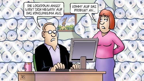 Cartoon: Angst und Konsumklima (medium) by Harm Bengen tagged lockdown,angst,negativ,konsumklima,produkt,klopapier,corona,hamsterkauf,hamsterkäufe,harm,bengen,cartoon,karikatur,lockdown,angst,negativ,konsumklima,produkt,klopapier,corona,hamsterkauf,hamsterkäufe,harm,bengen,cartoon,karikatur