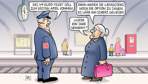 Cartoon: April-Ticket (medium) by Harm Bengen tagged april,scherz,bahnhof,bahnsteig,susemil,einführung,49,euro,ticket,harm,bengen,cartoon,karikatur,april,scherz,bahnhof,bahnsteig,susemil,einführung,49,euro,ticket,harm,bengen,cartoon,karikatur