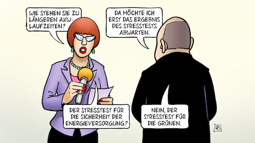 Cartoon: Atom-Stresstest (medium) by Harm Bengen tagged scholz,interview,laengere,akw,laufzeiten,atomkraft,atomenergie,kernkraft,ausstieg,ergebnis,stresstest,sicherheit,energieversorgung,streckbetrieb,grüne,berlin,krieg,ukraine,russland,harm,bengen,cartoon,karikatur,scholz,interview,laengere,akw,laufzeiten,atomkraft,atomenergie,kernkraft,ausstieg,ergebnis,stresstest,sicherheit,energieversorgung,streckbetrieb,grüne,berlin,krieg,ukraine,russland,harm,bengen,cartoon,karikatur