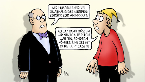 Cartoon: Atomkraft-Rückkehr (medium) by Harm Bengen tagged energieunabhängiger,atomkraft,michel,putin,sprengen,energiewende,russland,ukraine,krieg,einmarsch,angriff,harm,bengen,cartoon,karikatur,energieunabhängiger,atomkraft,michel,putin,sprengen,energiewende,russland,ukraine,krieg,einmarsch,angriff,harm,bengen,cartoon,karikatur