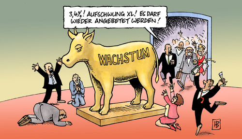 Cartoon: Aufschwung XL (medium) by Harm Bengen tagged aufschwung,xl,wachstum,wirtschaft,export,binnennachfrage,brüderle,wirtschaftsinstitute,wirtschaftsweise,krise,kalb,golden,anbetung,tanz,sekt,champagner,aufschwung,wachstum,wirtschaft,brüderle,wirtschaftsinstitute,champagner,sekt