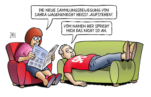 Cartoon: Aufstehen (medium) by Harm Bengen tagged sammlungsbewegung,sahra,wagenknecht,aufstehen,linke,grüne,spd,namen,sofa,faul,harm,bengen,cartoon,karikatur,sammlungsbewegung,sahra,wagenknecht,aufstehen,linke,grüne,spd,namen,sofa,faul,harm,bengen,cartoon,karikatur