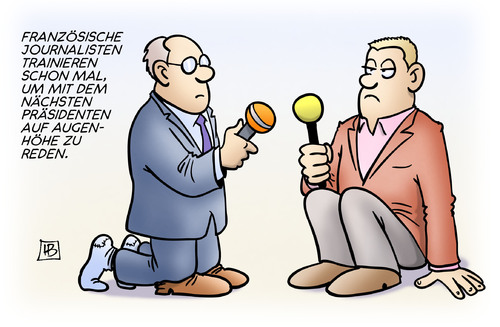 Cartoon: Augenhöhe mit Sarkozy (medium) by Harm Bengen tagged augenhöhe,sarkozy,frankreich,wahl,journalisten,interview,trainieren,praesident,reden,harm,bengen,cartoon,karikatur,augenhöhe,sarkozy,frankreich,wahl,journalisten,interview,trainieren,praesident,reden,harm,bengen,cartoon,karikatur