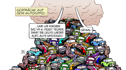 Cartoon: Autogipfelgespräche (medium) by Harm Bengen tagged gespräche,autogipfel,49,euro,ticket,deutschlandticket,teurer,kfz,berg,auto,umsteigen,harm,bengen,cartoon,karikatur,gespräche,autogipfel,49,euro,ticket,deutschlandticket,teurer,kfz,berg,auto,umsteigen,harm,bengen,cartoon,karikatur