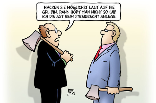 Cartoon: Axt anlegen (medium) by Harm Bengen tagged hacken,gdl,bahn,streik,lokführer,axt,streikrecht,tarifeinheit,tarifkonflikt,tarifvertrag,harm,bengen,cartoon,karikatur,hacken,gdl,bahn,streik,lokführer,axt,streikrecht,tarifeinheit,tarifkonflikt,tarifvertrag,harm,bengen,cartoon,karikatur