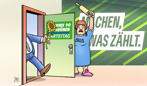 Cartoon: Basis wartet schon (medium) by Harm Bengen tagged basis,grüne,parteitag,nudelholz,teigrolle,kritik,harm,bengen,cartoon,karikatur,basis,grüne,parteitag,nudelholz,teigrolle,kritik,harm,bengen,cartoon,karikatur