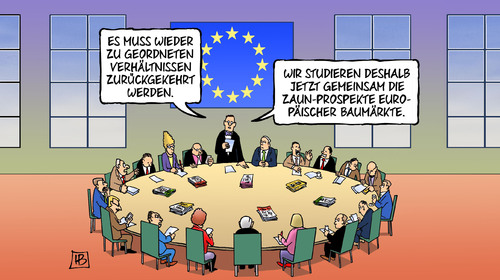 Cartoon: Baumärkte (medium) by Harm Bengen tagged geordnete,verhältnisse,zaun,prospekte,baumarkt,europa,eu,gipfel,abschiebung,asylrecht,asylbewerber,flüchtlingsfrage,flüchtlinge,flucht,asyl,harm,bengen,cartoon,karikatur,geordnete,verhältnisse,zaun,prospekte,baumarkt,europa,eu,gipfel,abschiebung,asylrecht,asylbewerber,flüchtlingsfrage,flüchtlinge,flucht,asyl,harm,bengen,cartoon,karikatur