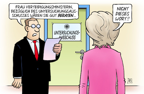 Cartoon: Berater-Untersuchung (medium) by Harm Bengen tagged berater,externe,affaere,verteidigungsministerin,leyen,bundeswehr,untersuchungsausschuss,beraten,wort,harm,bengen,cartoon,karikatur,berater,externe,affaere,verteidigungsministerin,leyen,bundeswehr,untersuchungsausschuss,beraten,wort,harm,bengen,cartoon,karikatur