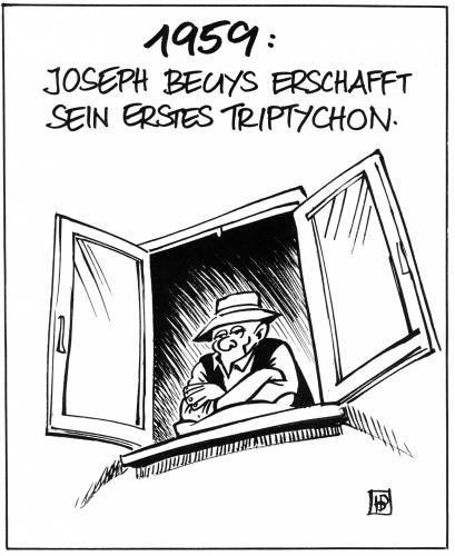 Cartoon: Beuys (medium) by Harm Bengen tagged beuys,kunst,joseph,beuys,kunst,triptychon,1959,fenster,rausgucken,moderne kunst,künstler,fett,umstritten,hut,documenta,kassel,soziale plastik,windows,fluxus,kunstprofessor,jörg immendorf,kunstakademie,provokateur,provozieren,provokation,kunstbegriff,ausstellung,galerie,kunstwerk,grüne,moderne,soziale,plastik,jörg,immendorf