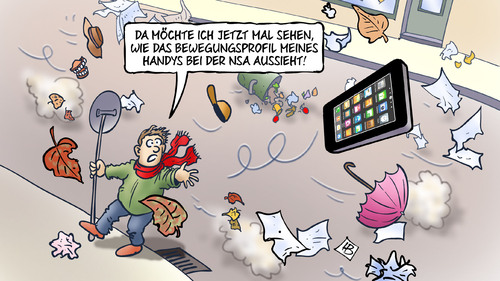 Cartoon: Bewegungsprofil (medium) by Harm Bengen tagged bewegungsprofil,handy,nsa,daten,spionage,abhoeren,skandal,snowden,edward,sturm,orkan,xaver,harm,bengen,cartoon,karikatur,bewegungsprofil,handy,nsa,daten,spionage,abhoeren,skandal,snowden,edward,sturm,orkan,xaver,harm,bengen,cartoon,karikatur