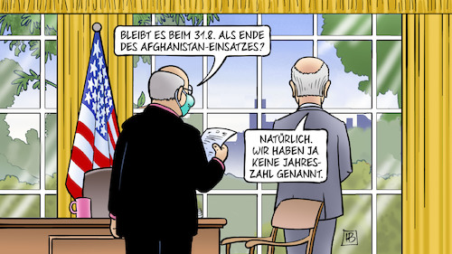 Cartoon: Biden und Abzug (medium) by Harm Bengen tagged ende,einsatz,jahreszahl,biden,usa,oval,office,islamisten,afghanistan,deutschland,rettungsmission,abzug,taliban,harm,bengen,cartoon,karikatur,ende,einsatz,jahreszahl,biden,usa,oval,office,islamisten,afghanistan,deutschland,rettungsmission,abzug,taliban,harm,bengen,cartoon,karikatur