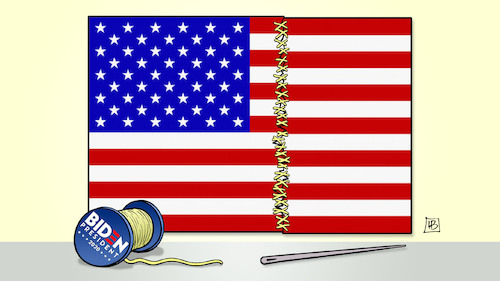 Cartoon: Biden und US-Spaltung (medium) by Harm Bengen tagged nähgarn,nadel,fahne,flagge,biden,usa,wahlen,elections,democrats,demokraten,parteitag,convention,harm,bengen,cartoon,karikatur,nähgarn,nadel,fahne,flagge,biden,usa,wahlen,elections,democrats,demokraten,parteitag,convention,harm,bengen,cartoon,karikatur